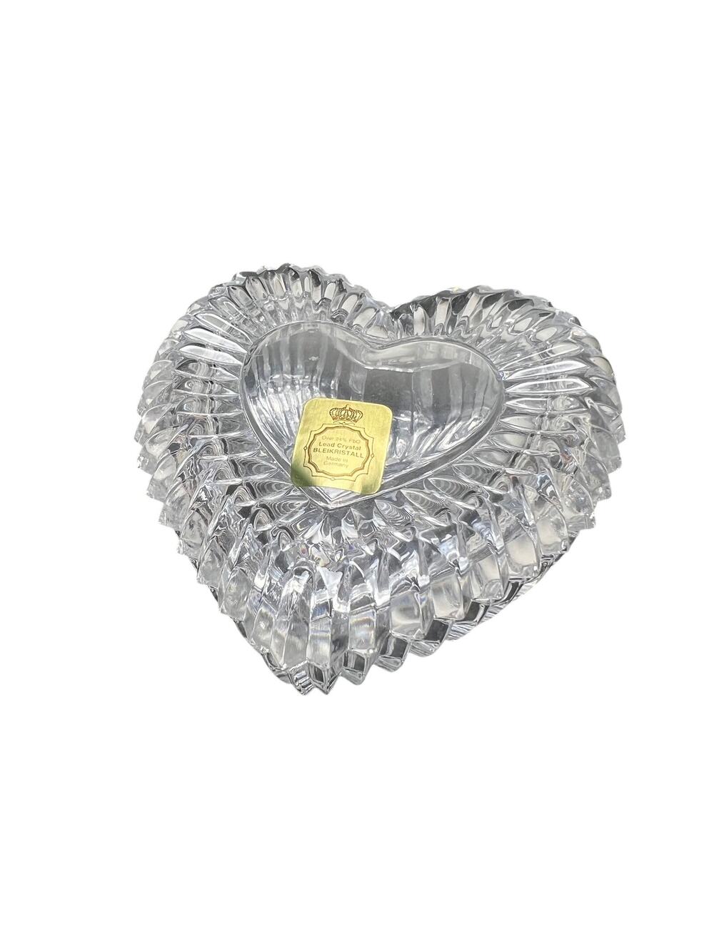 Vintage Bleikristall Lead Crystal Heart Shaped Dishes German Set